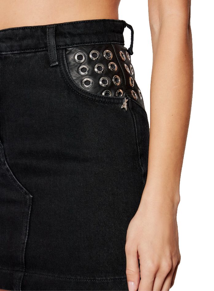 Patrizia Pepe Studded Black Denim Mini Skirt