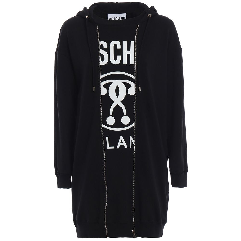 Moschino Couture Elegant Hooded Sweatshirt Dress with Chic Print