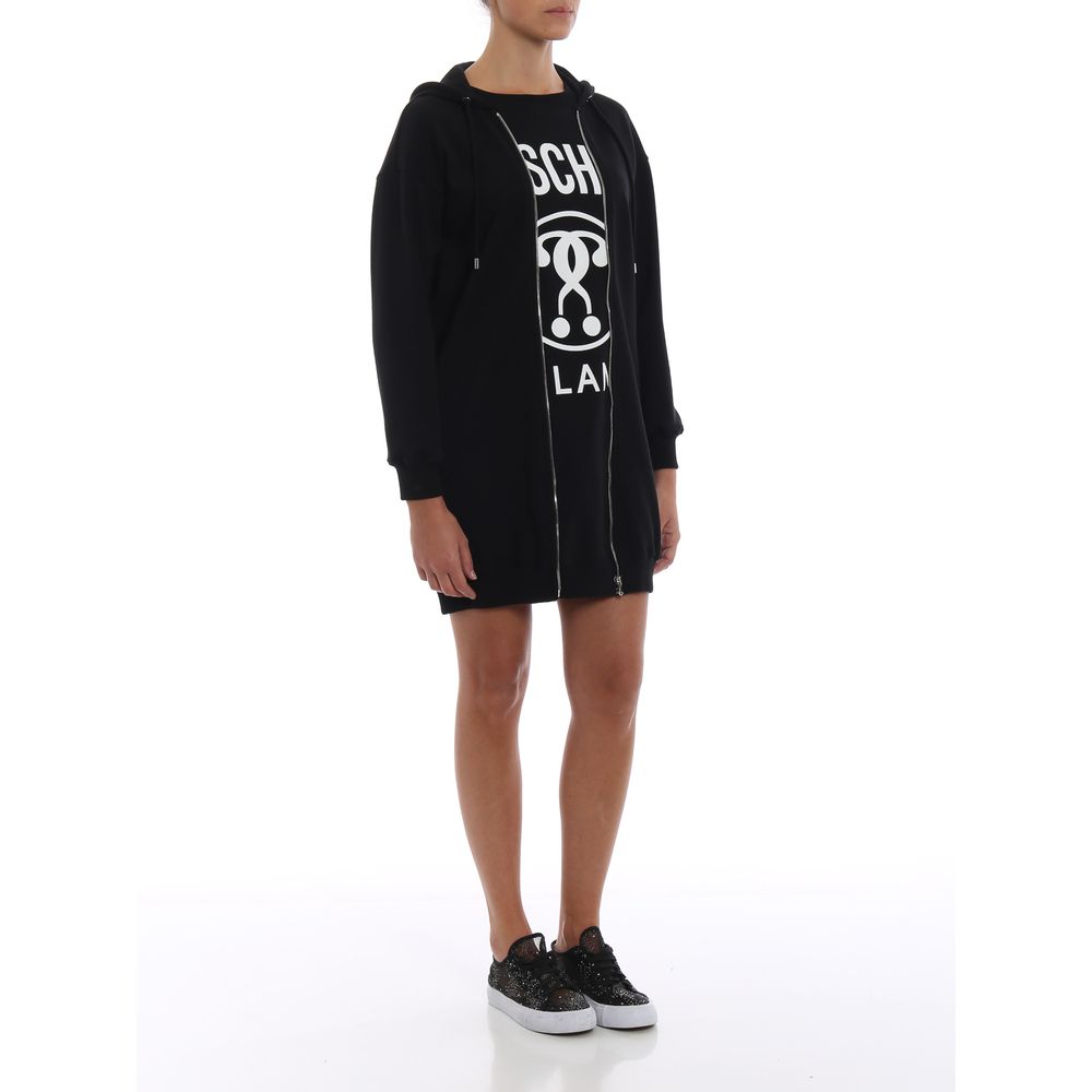 Moschino Couture Elegant Hooded Sweatshirt Dress with Chic Print