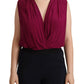 PINKO Elegant Plum V-Neck Sleeveless Bodysuit