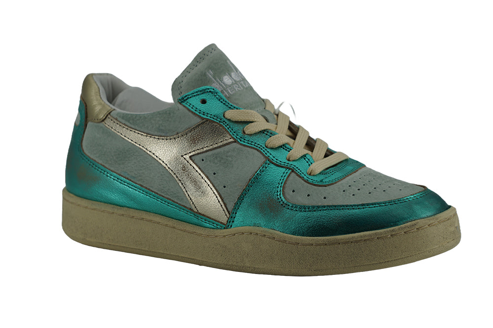 Diadora Elegant Sea Blue Retro Leather Sneakers