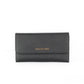 Michael Kors Jet Set Travel Leather Large Trifold Wallet Clutch Black