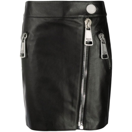 Moschino Couture Chic Sheepskin Mini Skirt with Maxi Zip Detail