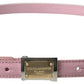 Dolce & Gabbana Chic Pink Leather Belt with Engraved Buckle