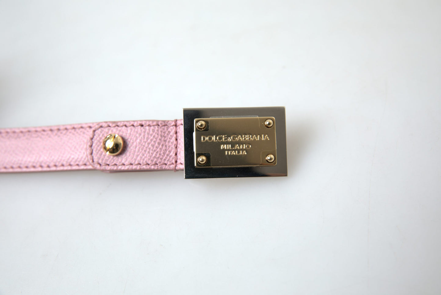 Dolce & Gabbana Chic Pink Leather Belt with Engraved Buckle