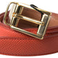 Dolce & Gabbana Chic Orange Leather Belt with Metal Buckle