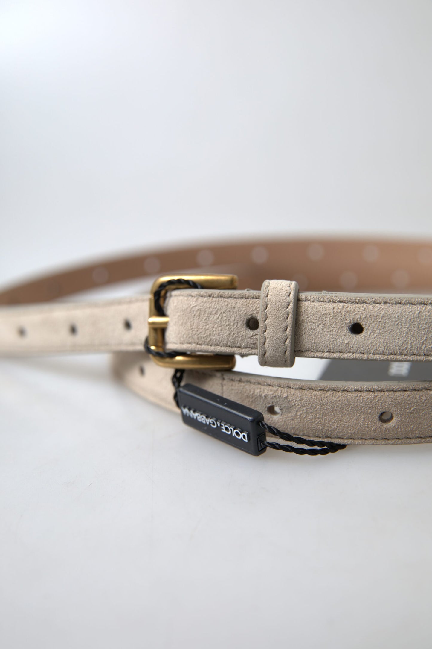 Dolce & Gabbana Elegant Beige Leather Belt with Metal Buckle