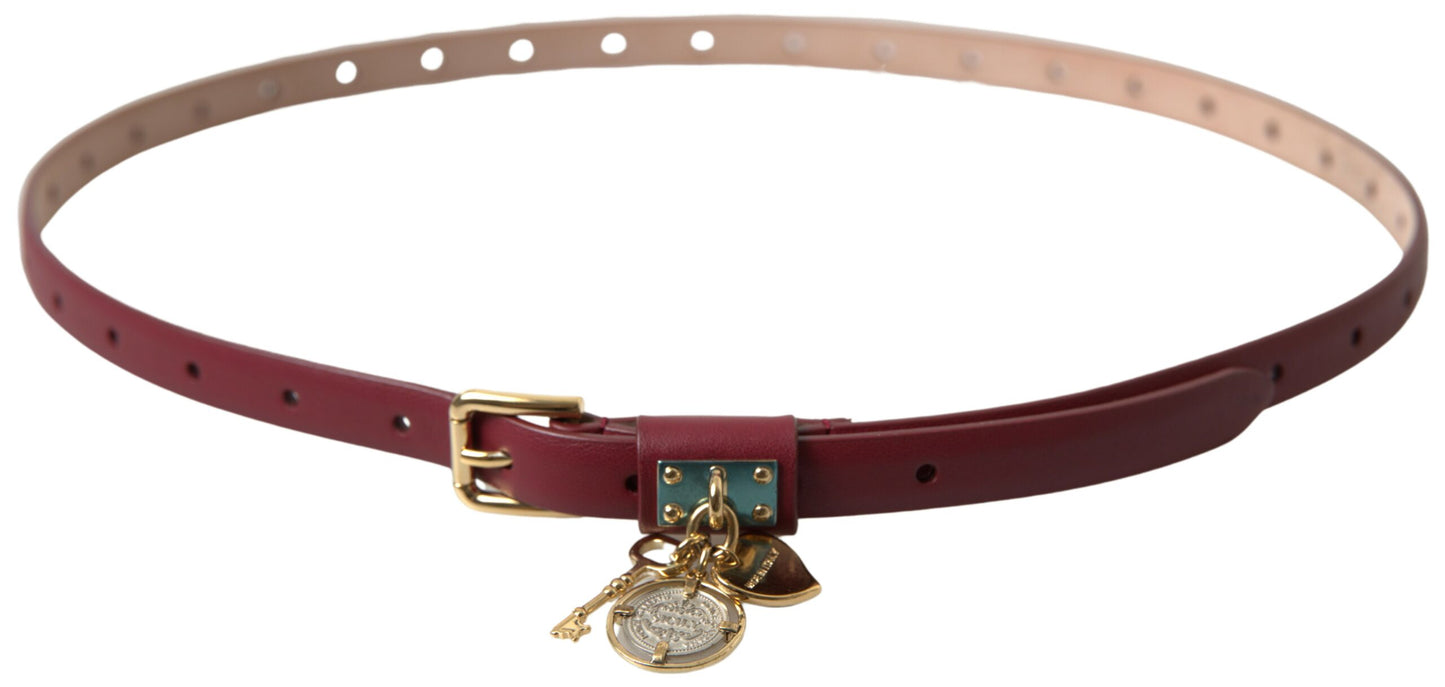 Dolce & Gabbana Elegant Bordeaux Leather Belt with Metallic Buckle