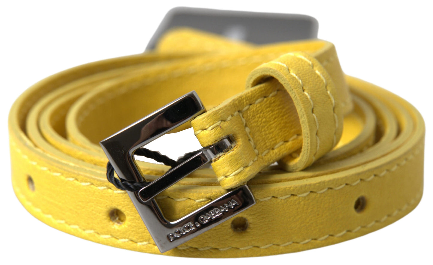 Dolce & Gabbana Enchanting Yellow Leather Embellished Belt