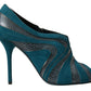 Dolce & Gabbana Chic Blue Peep Toe Stiletto Ankle Booties