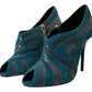 Dolce & Gabbana Chic Blue Peep Toe Stiletto Ankle Booties