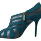 Dolce & Gabbana Chic Blue Peep Toe Stiletto Ankle Booties