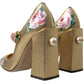 Dolce & Gabbana Elegant Gold Floral Cuban Heel Pumps