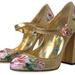 Dolce & Gabbana Elegant Gold Floral Cuban Heel Pumps