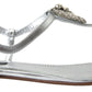 Dolce & Gabbana Elegant Silver Flat Sandals with Heart Detail