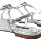 Dolce & Gabbana Elegant Silver Flat Sandals with Heart Detail