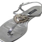 Dolce & Gabbana Elegant Silver Flat Sandals with Heart Detail