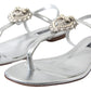 Dolce & Gabbana Elegant Silver Flat Sandals with Heart Detail