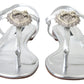 Dolce & Gabbana Elegant Silver Flat Sandals with Heart Detail