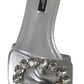 Dolce & Gabbana Crystal-Embellished Silver Leather Slides