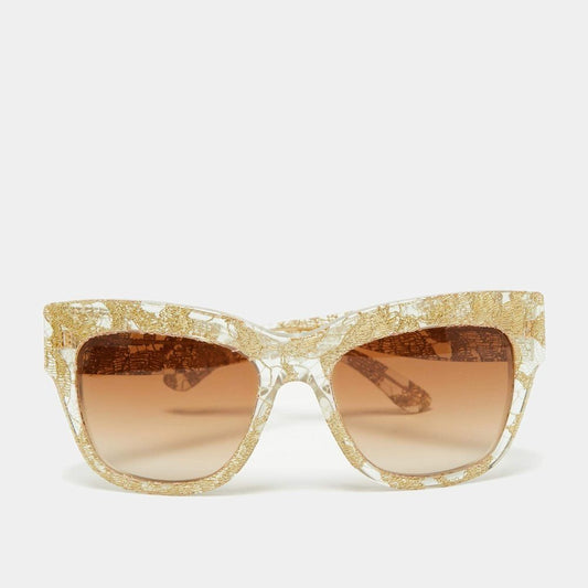 Dolce & Gabbana Chic Flesh Pink and Gold Weave Sunglasses