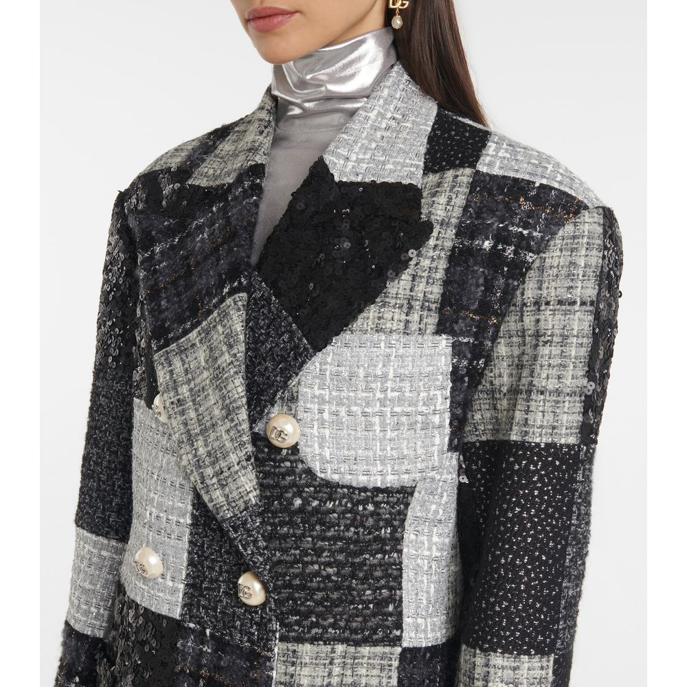 Dolce & Gabbana Elegant Sequin Tweed Patchwork Jacket