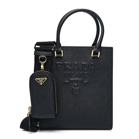 Prada Elegant Black Saffiano Leather Shoulder Bag