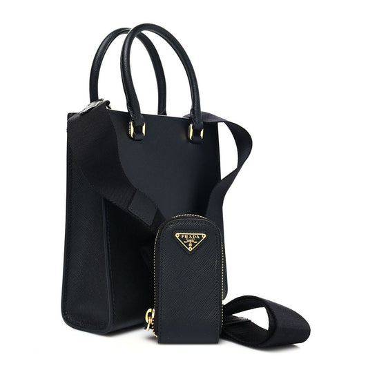 Prada Elegant Black Saffiano Leather Shoulder Bag