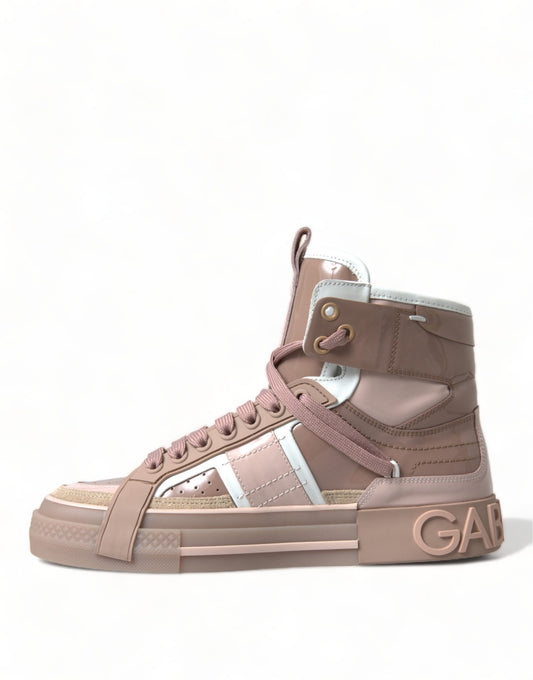 Dolce & Gabbana Elegant Nude Pink High-Top Sneakers