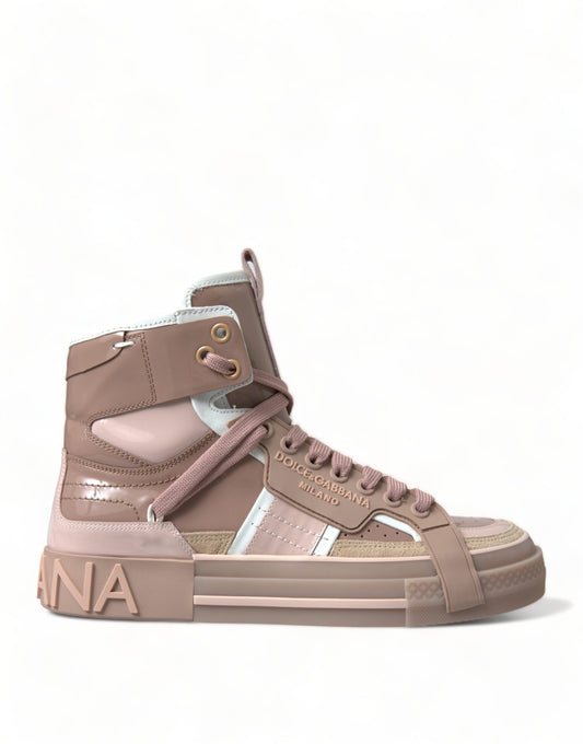 Dolce & Gabbana Elegant Nude Pink High-Top Sneakers