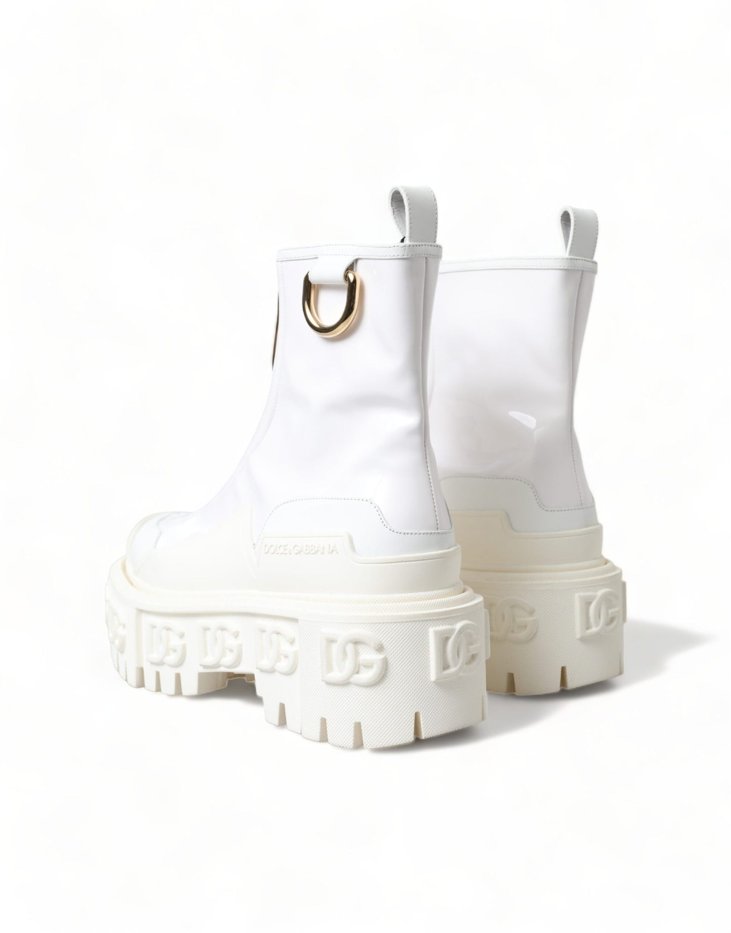 Dolce & Gabbana Elegant White Leather Ankle Boots