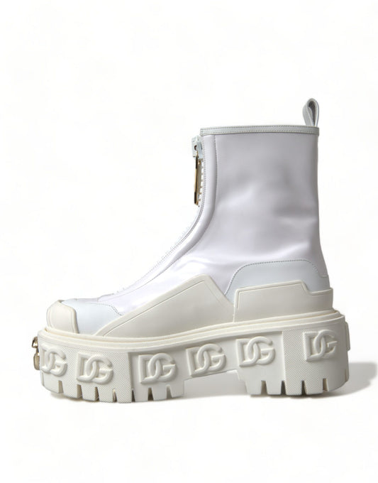 Dolce & Gabbana Elegant White Leather Ankle Boots