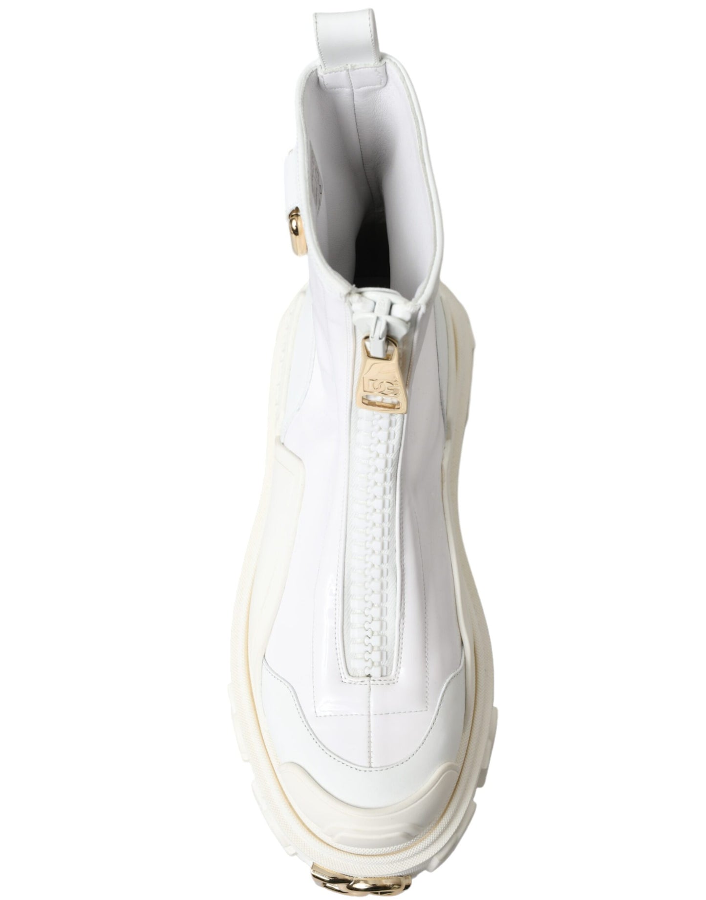 Dolce & Gabbana Elegant White Leather Ankle Boots