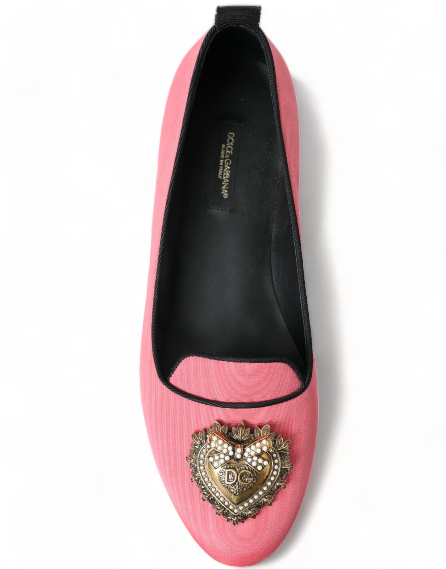 Dolce & Gabbana Elegant Moiré Audrey Slippers with Bejeweled Heart