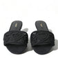 Dolce & Gabbana Elegant Black Heart Embroidery Slide Sandals