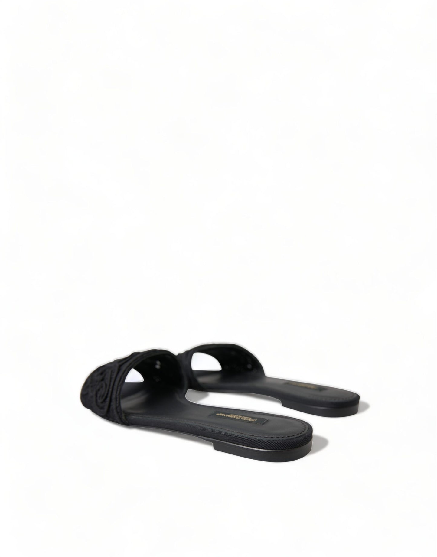 Dolce & Gabbana Elegant Black Heart Embroidery Slide Sandals