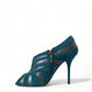 Dolce & Gabbana Teal Suede Peep Toe Heels Pumps