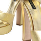 Dolce & Gabbana Gold Crystal-Embellished Leather Sandals