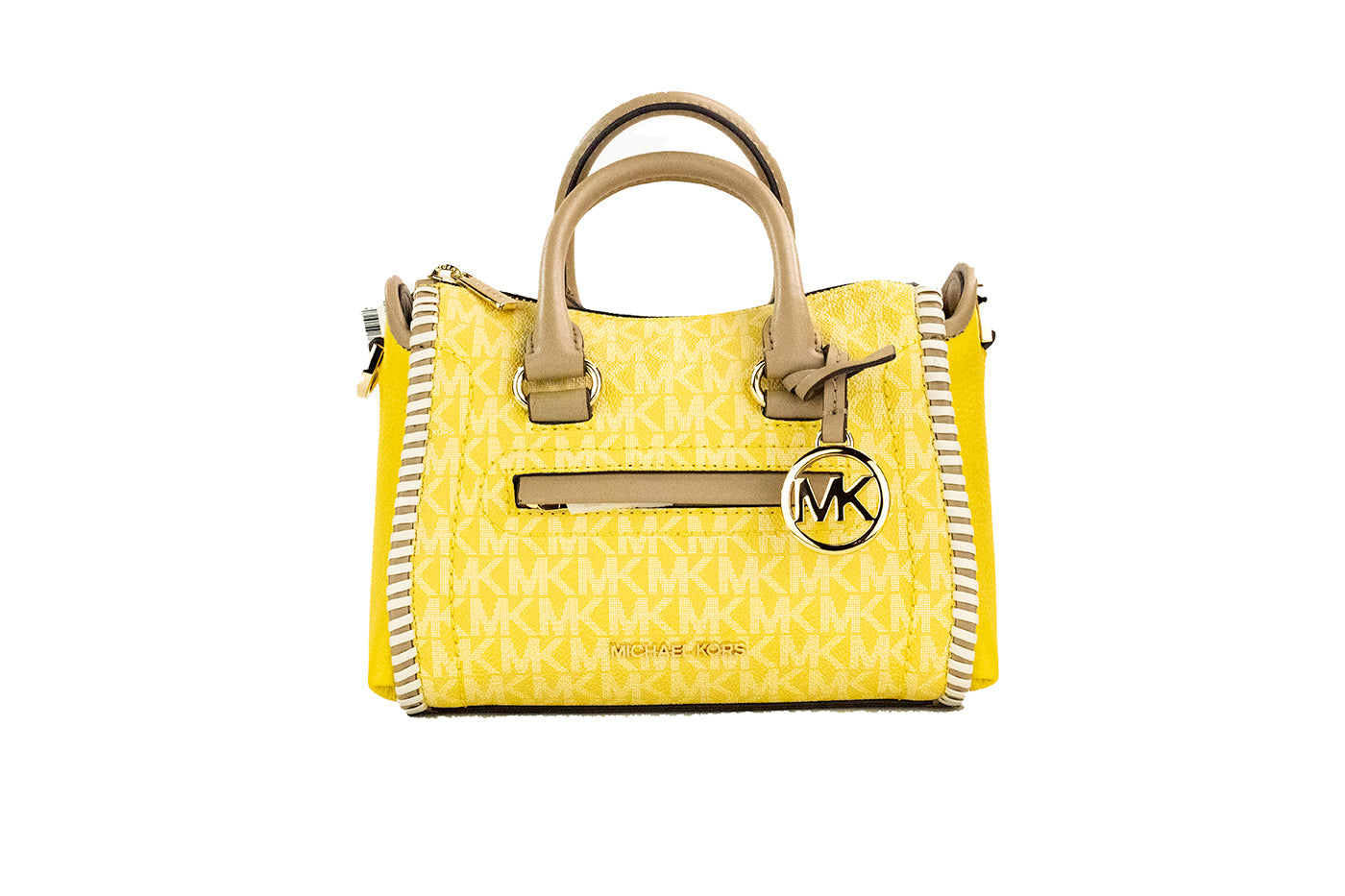 Michael Kors Carine XS Daffodil PVC Leather Top Zip Satchel Crossbody Handbag