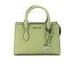 Michael Kors Sheila Small Light Sage Vegan Leather Center Zip Satchel Purse Bag