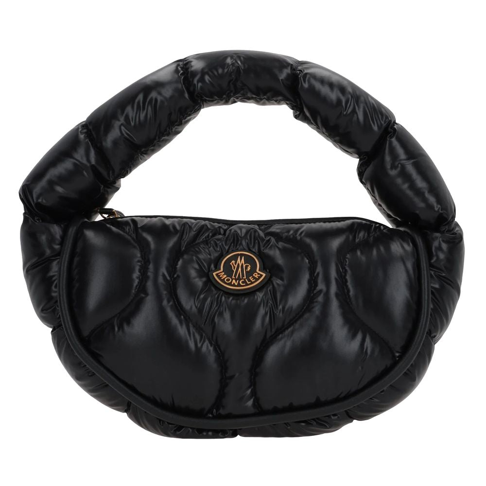 Moncler Chic Feather-Padded Nylon Hobo Bag with Leather Trim