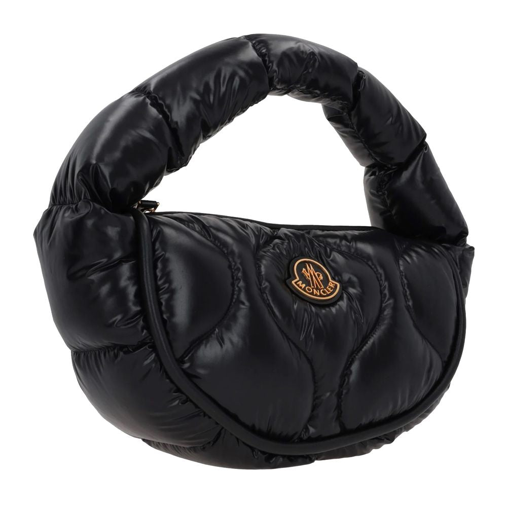 Moncler Chic Feather-Padded Nylon Hobo Bag with Leather Trim