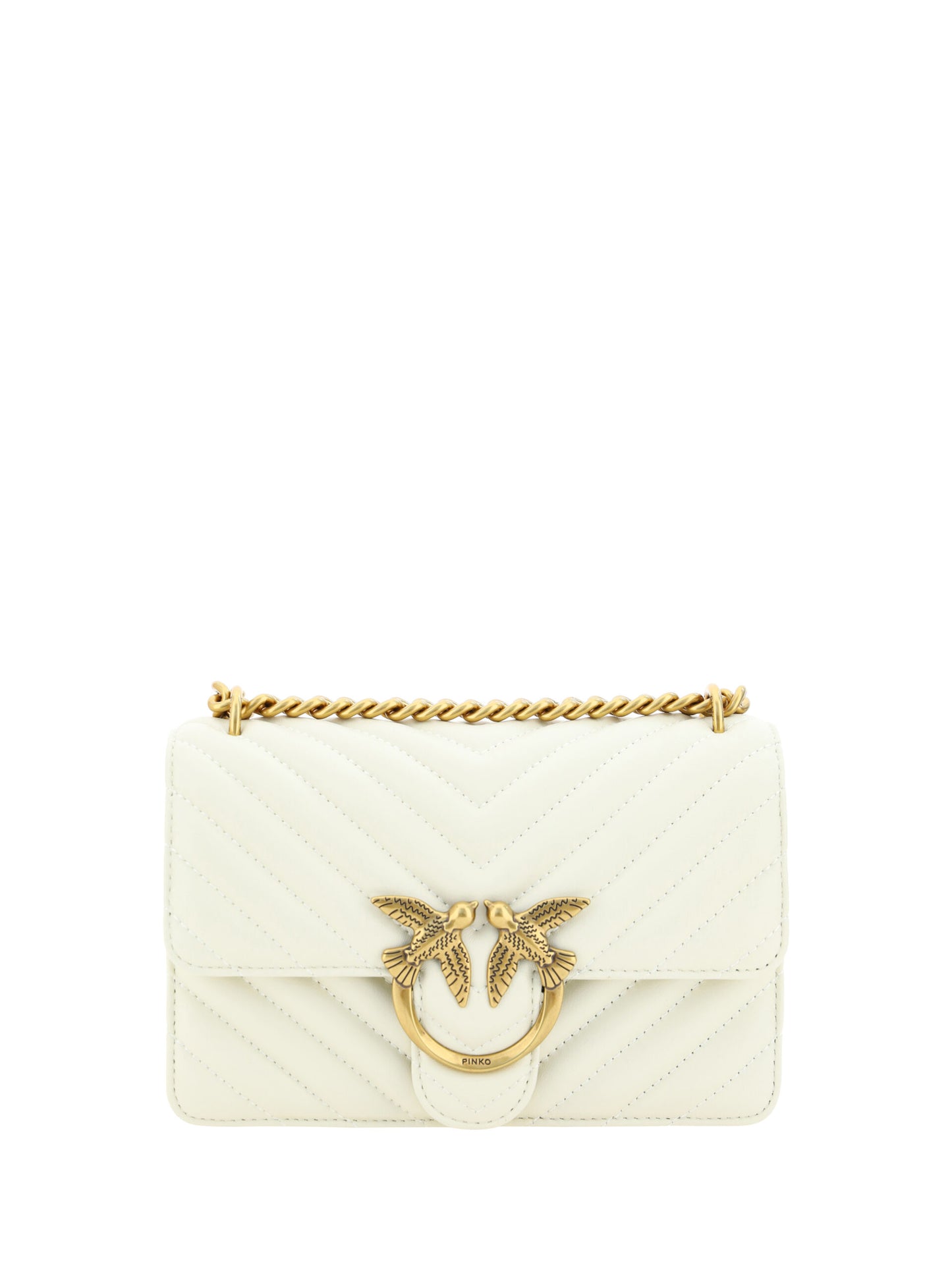 PINKO Elegant White Mini Love Shoulder Bag