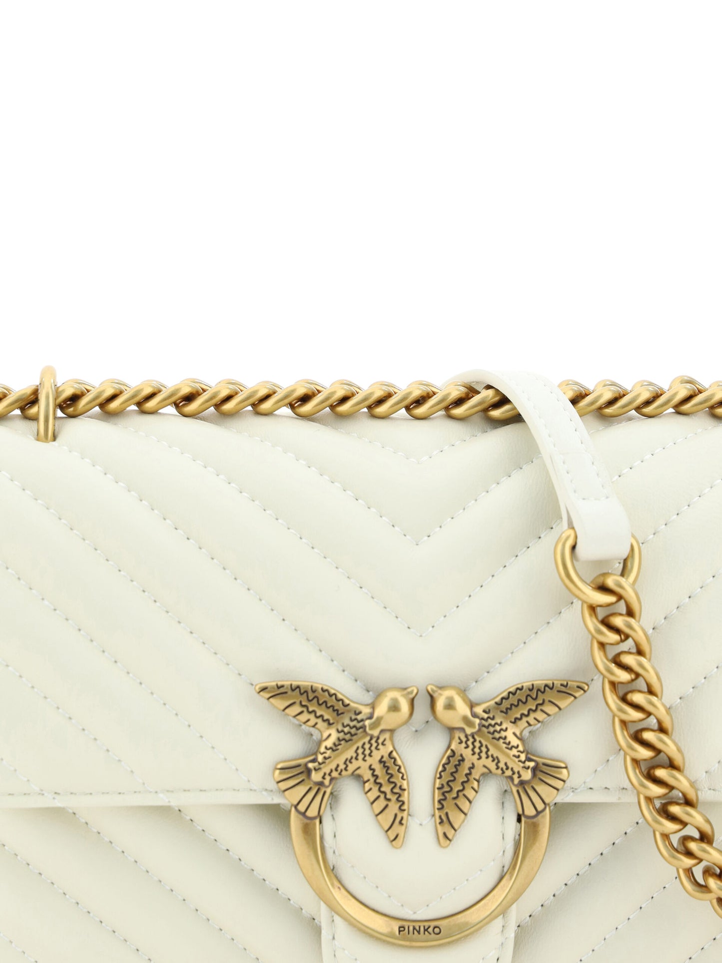 PINKO Elegant White Mini Love Shoulder Bag