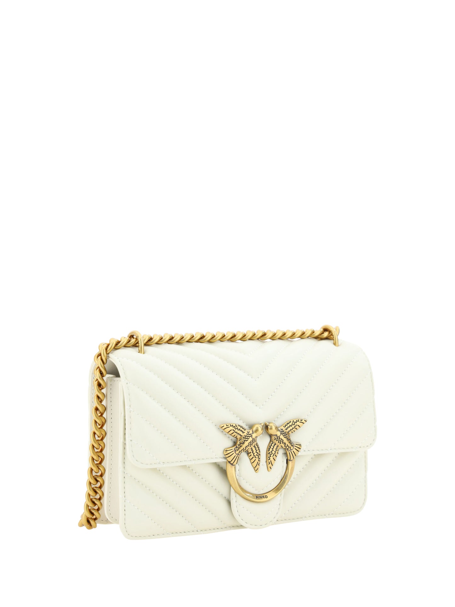 PINKO Elegant White Mini Love Shoulder Bag