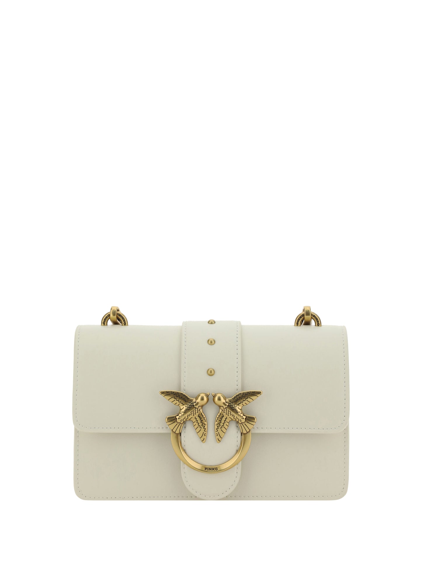 PINKO Elegant White Mini Calfskin Shoulder Bag