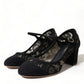 Dolce & Gabbana Elegant Suede Mary Jane Lace Heels