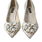 Dolce & Gabbana Elegant White Lace Crystal Pumps