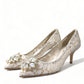 Dolce & Gabbana Elegant White Lace Crystal Pumps