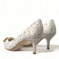 Dolce & Gabbana Elegant White Lace Crystal Pumps